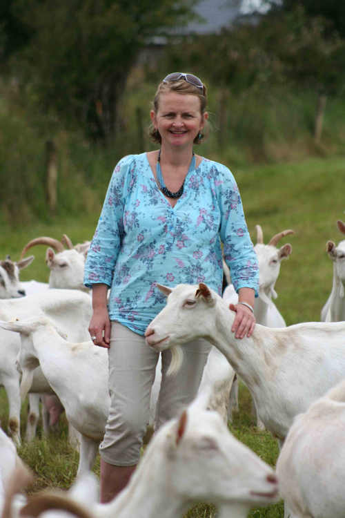 Siobhan Ni Ghairbhith with goats