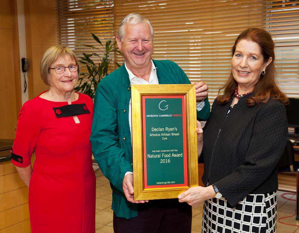 Patsy & Declan Ryan receiving Natural Food Award from Georgina Campbell
