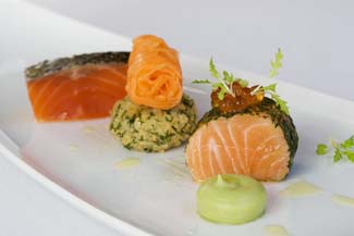 Trio of Clare Island Organic Salmon with Avocado Cream and Caviar