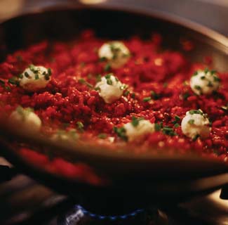 Beetroot Risotto with Boilie Cheese