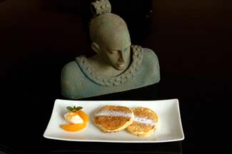 Orange and Raisin Pancakes with Crme Fraiche and Orange and Cardamom Salad