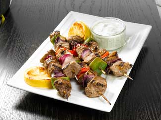 Greek style Organic Lamb Kebabs with Yoghurt Dressing