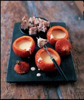 Pumpkin Fondue -from COOKING WITH PUMPKINS AND SQUASH by Brian Glover with photography by Peter Cassidy