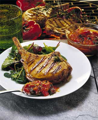 Grilled Pork Chops with Salsa Rossa