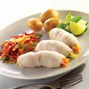 Recipe for Roulade of Sole Fillets with Green Mango and Lime Slasa