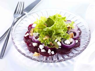 Beetroot, Red Onion and Feta Salad with Walnuts