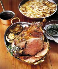 Leg of Lamb Roasted with Mustard and Rosemary