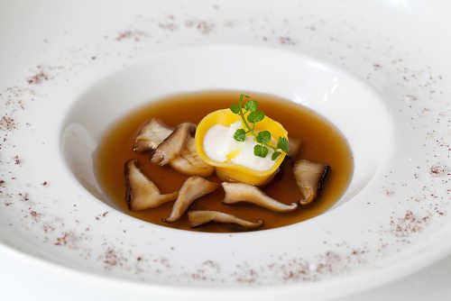 Ballyhoura Mountain Mushroom consommé with Coolea cheese tortellini