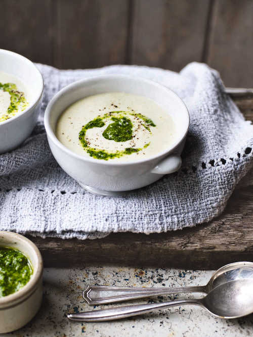 Colcannon Soup with Parsley Pesto