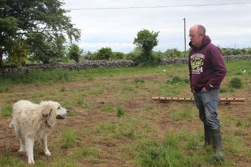 Ronan Byrne, aka, the Friendly Farmer with Bess, the Pyrenean Mountain Dog