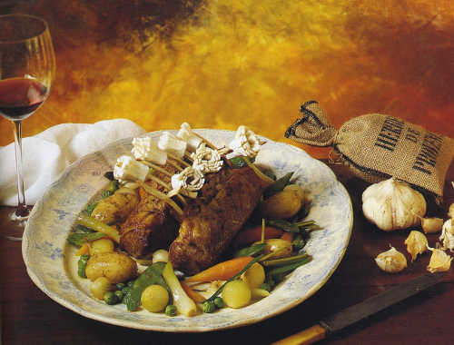 Guard of Honour with Button Onions and Spring Vegetables