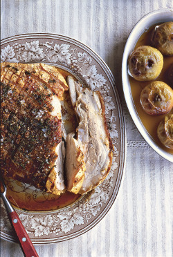Thyme Roasted Belly of Pork with baked apples