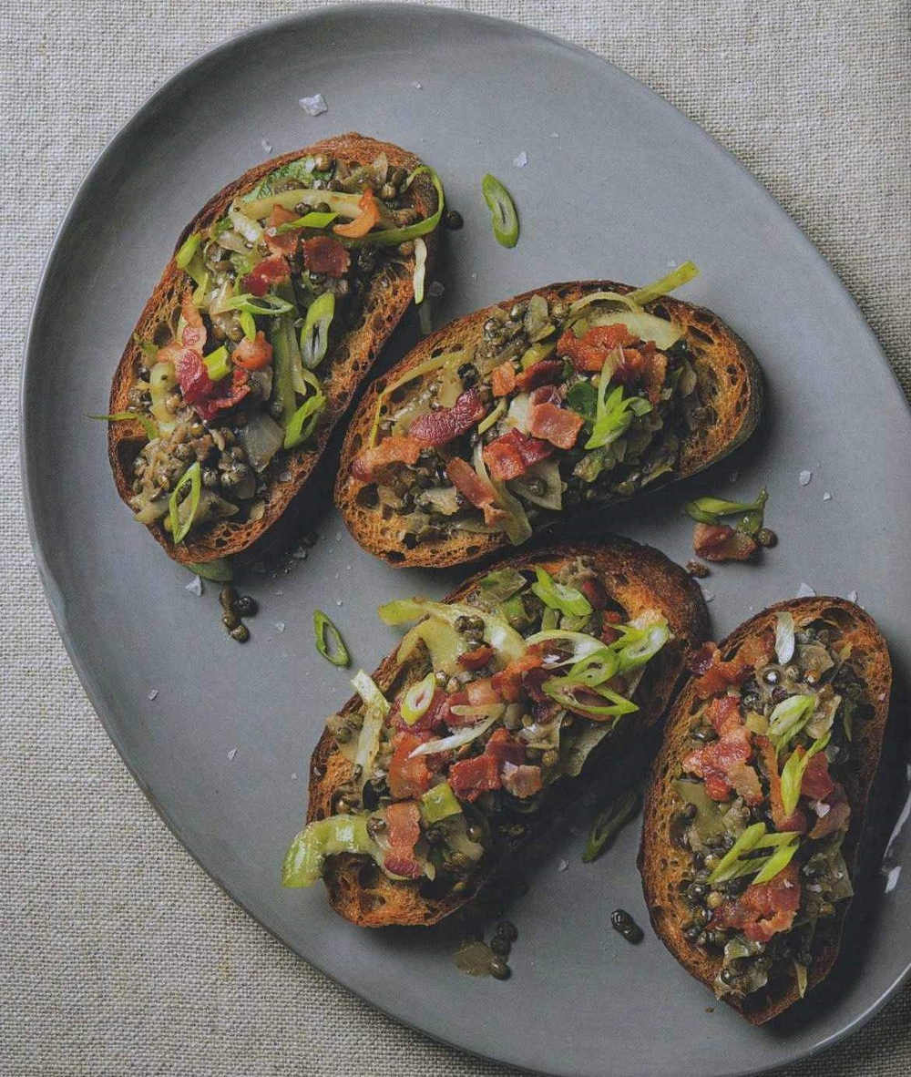 LENTIL, BACON AND CABBAGE TOAST