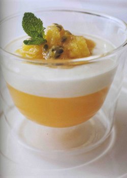 Passion Fruit and Orange Jelly with Vanilla Yoghurt and Granita