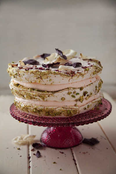 Rosewater and Pistachio Pavlova