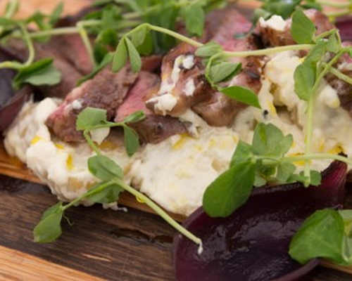 Peter Hannan’s Himalayan Salt Aged Sirloin With Warm Comber Potato Scallion & Horseradish Salad