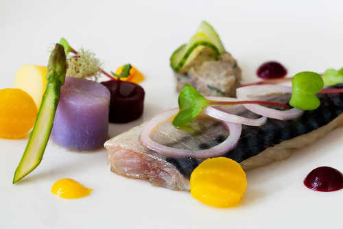 Cured & smoked Irish mackerel, Irish Heritage potato salad, pickle, beetroot