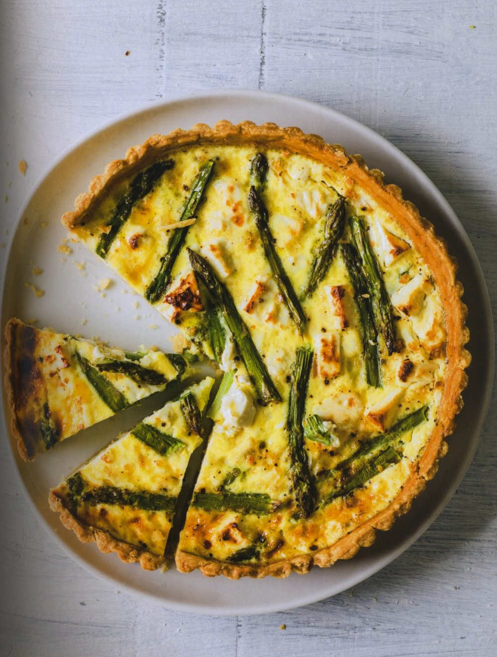 Asparagus and feta quiche