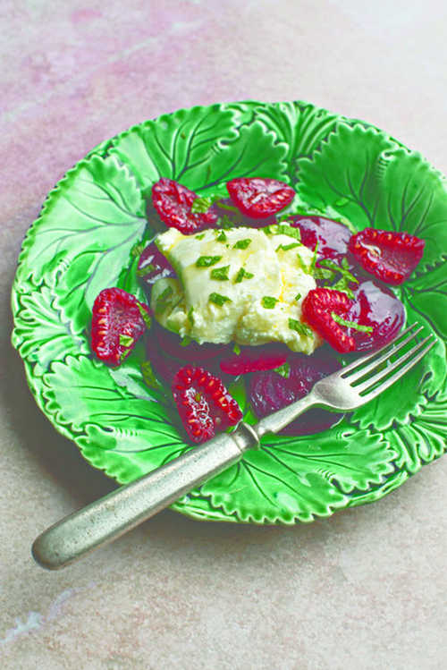 Rory O’Connell’s Beetroot and Autumn Raspberries with Honey, Mint and Labneh