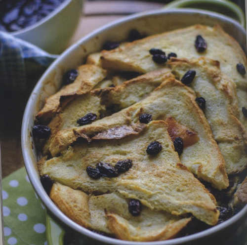 Apricot And Raisin Bread & Butter Pudding, Vanilla Ice Cream and Warm Fudge & Chocolate Sauce 