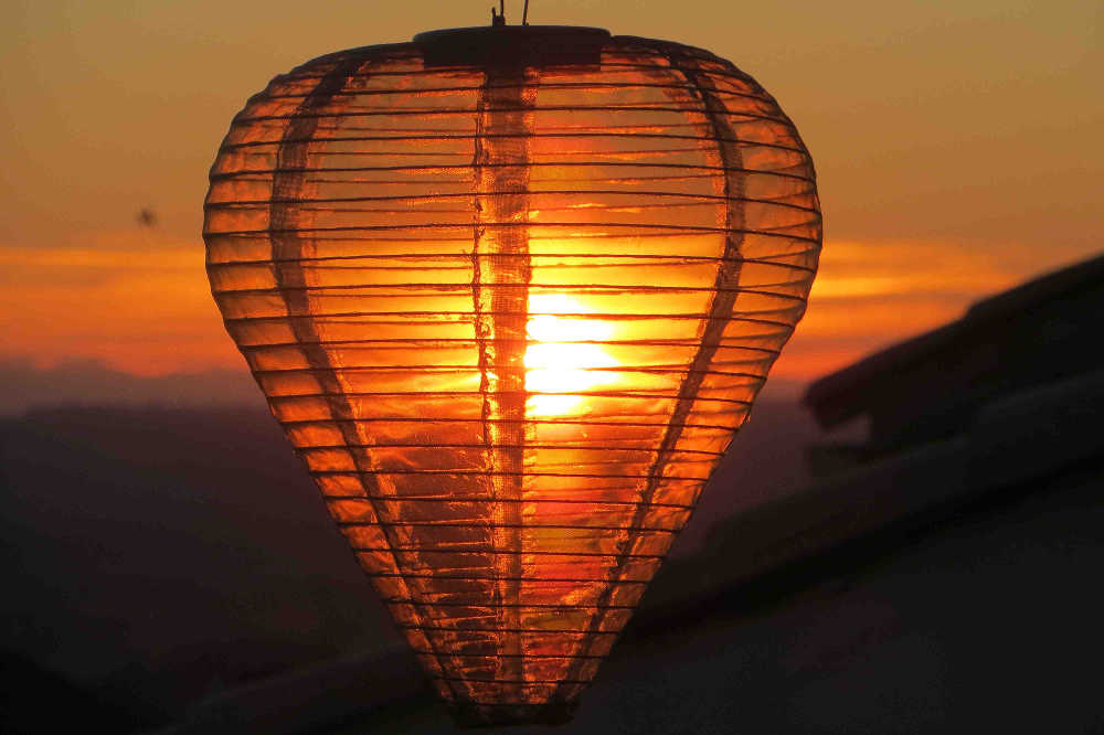 Sunset through a Christmas Lantern