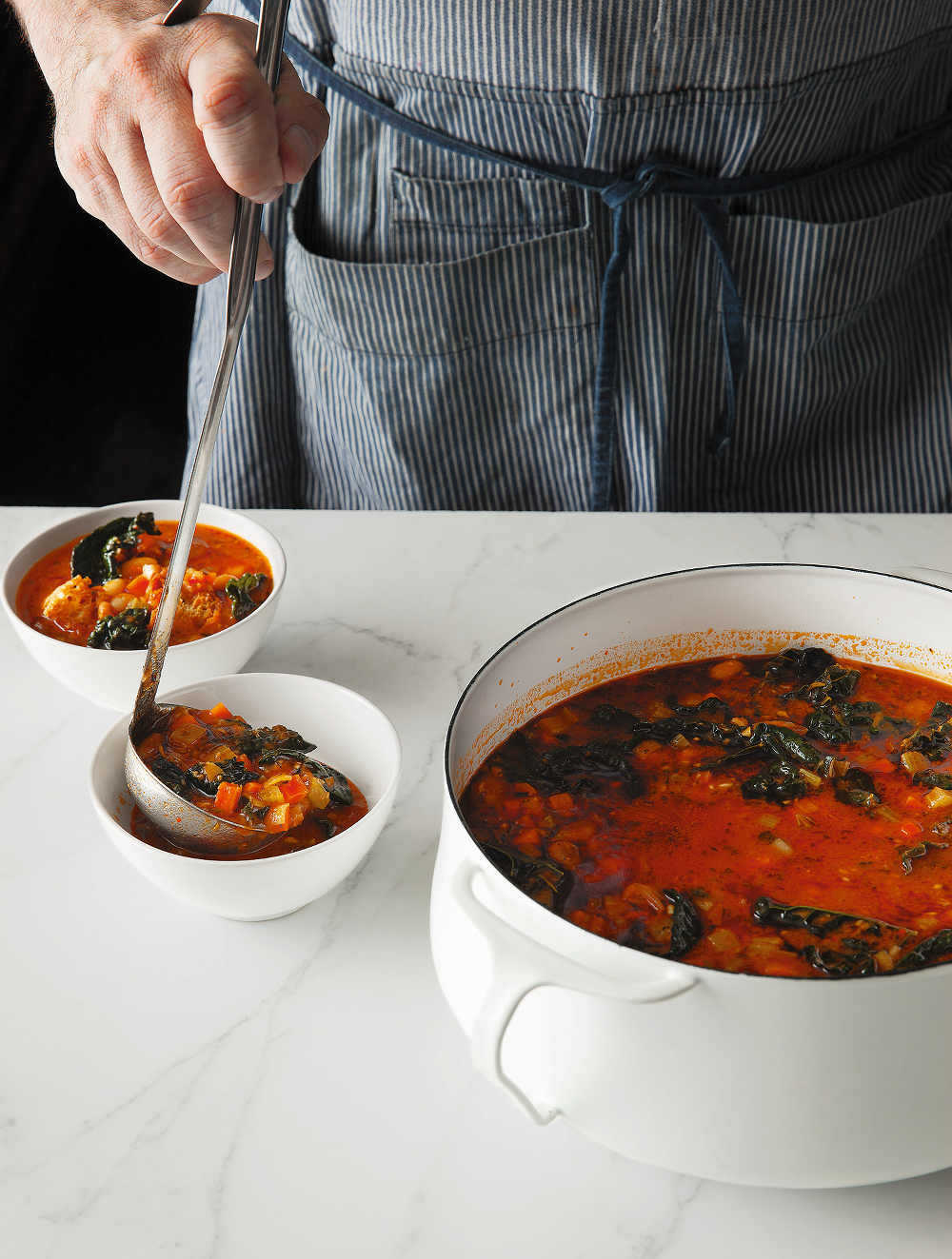 Rustic yellow eye bean stew, torn bread