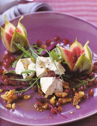 Ardsallagh Goat Cheese Salad with Wild Rocket, Figs & Pomegranates