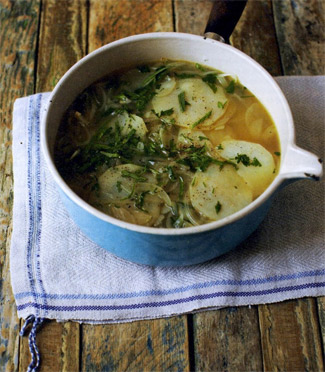 Potato, Onion and Lovage Soup