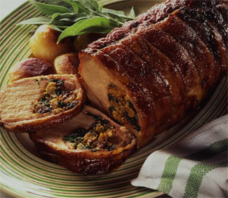 Roast Loin of Pork with Apple & Spinach Stuffing
