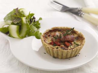 Sundried Tomato, Roasted Red Pepper and Chive Tartlets with Oatmeal Pastry 