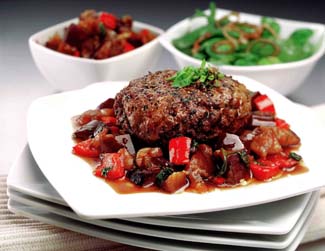 Beef Burgers with Sweet & Sour Aubergine