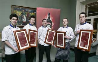 Pictured Centre is Winner of the 2009 Baileys Euro-Toques Young Chef of the Year Competition, James Devine from Co Tyrone, with, from left, runners-up Eric Matthews from Dublin; Patrick Powell from Co Mayo, Luke Flinter from Waterford and Mark Treacy from Co Clare.