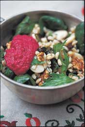 White Bean and Barley Salad with Beetroot & Yoghurt Dressing